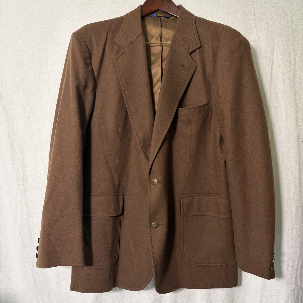 Pendleton Mens Camel 100 Virgin Wool Blazer Sport Coat Jacket Size 44 Long
